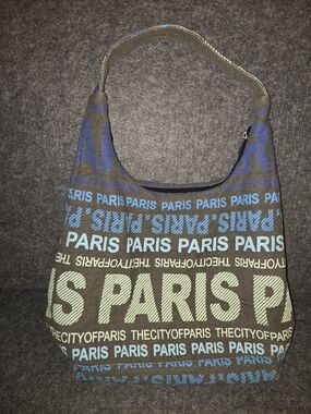 Robin Ruth Paris Logo Hobo Bag in Brown, Blue, Cream